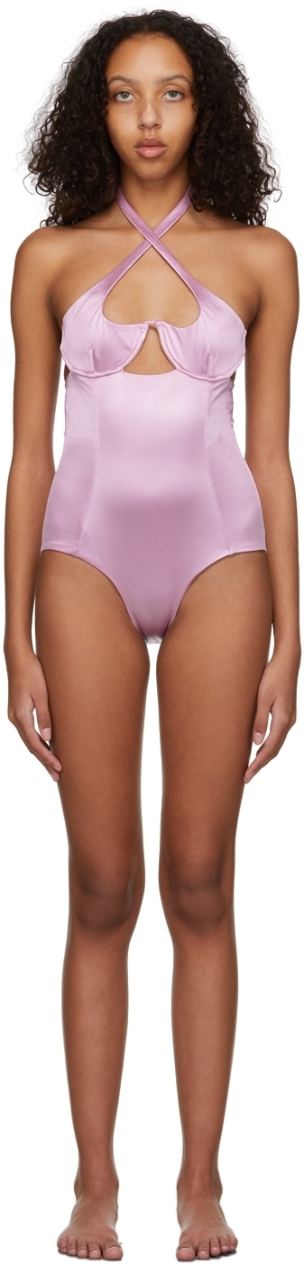 ISA BOULDER SSENSE Exclusive Pink Heart One Piece Swimsuit