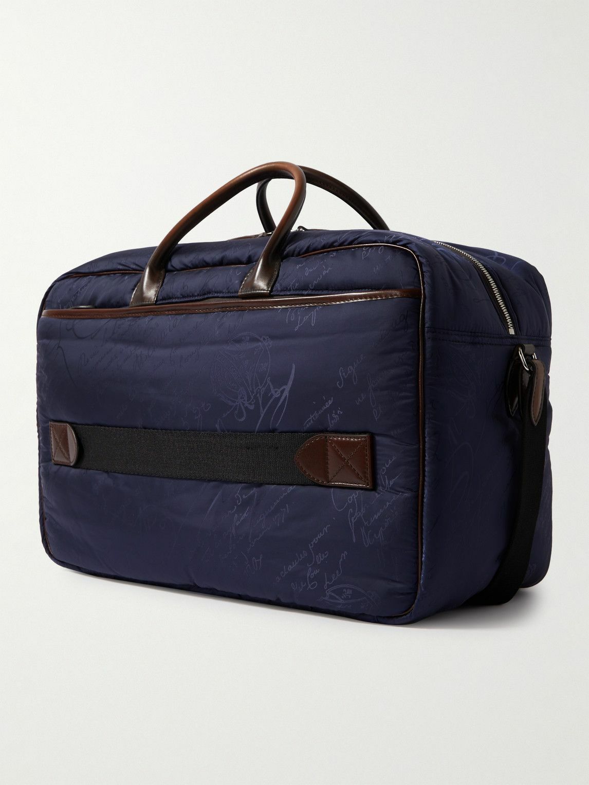 Berluti - Scritto Logo-Jacquard Nylon and Venezia Leather Weekend Bag ...