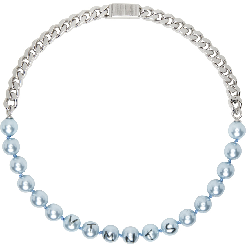 Photo: VTMNTS Silver & Blue Pearl Chain Necklace