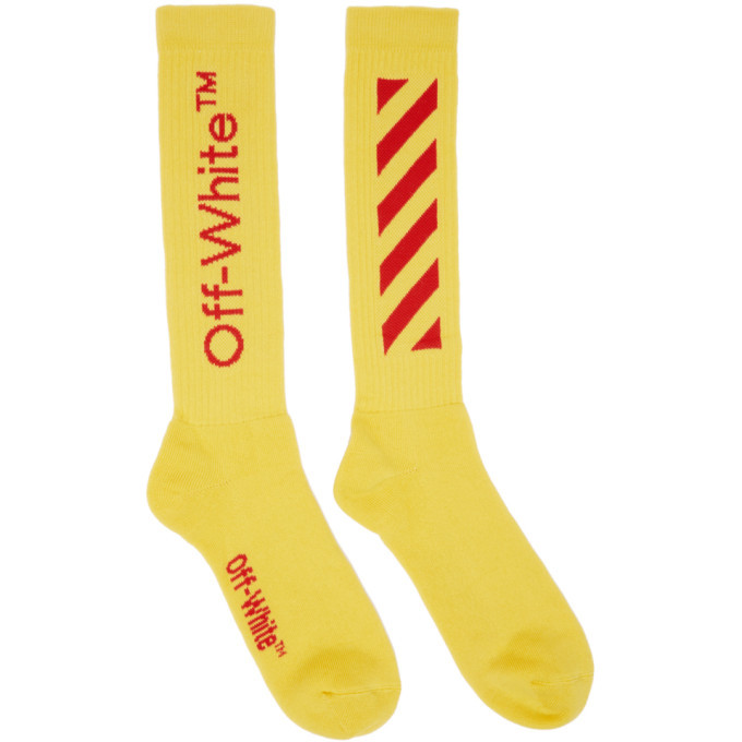 Off-White Yellow Diag Socks Off-White