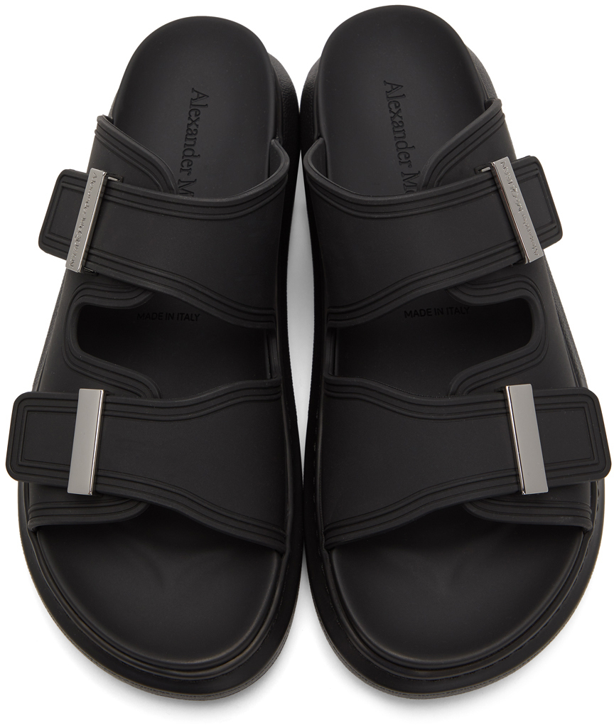 Alexander McQueen Black Rubber Hybrid Slides Alexander McQueen