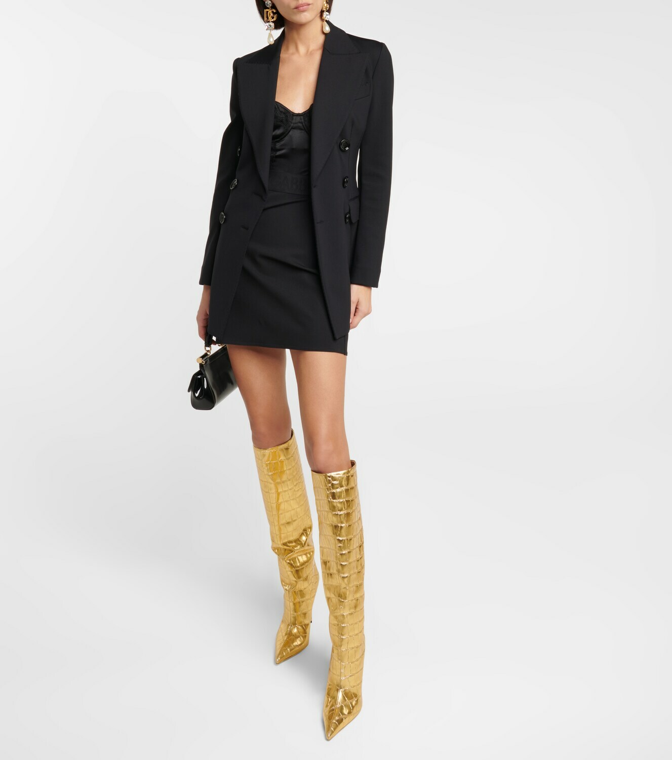 Dolce&Gabbana - Croc-effect leather knee-high boots Dolce & Gabbana