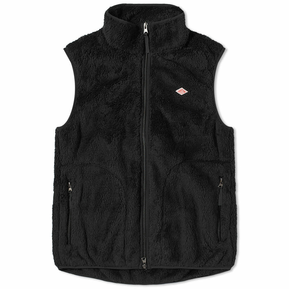 Danton Men's High Pile Fleece Stand Collar Vest in Black Danton