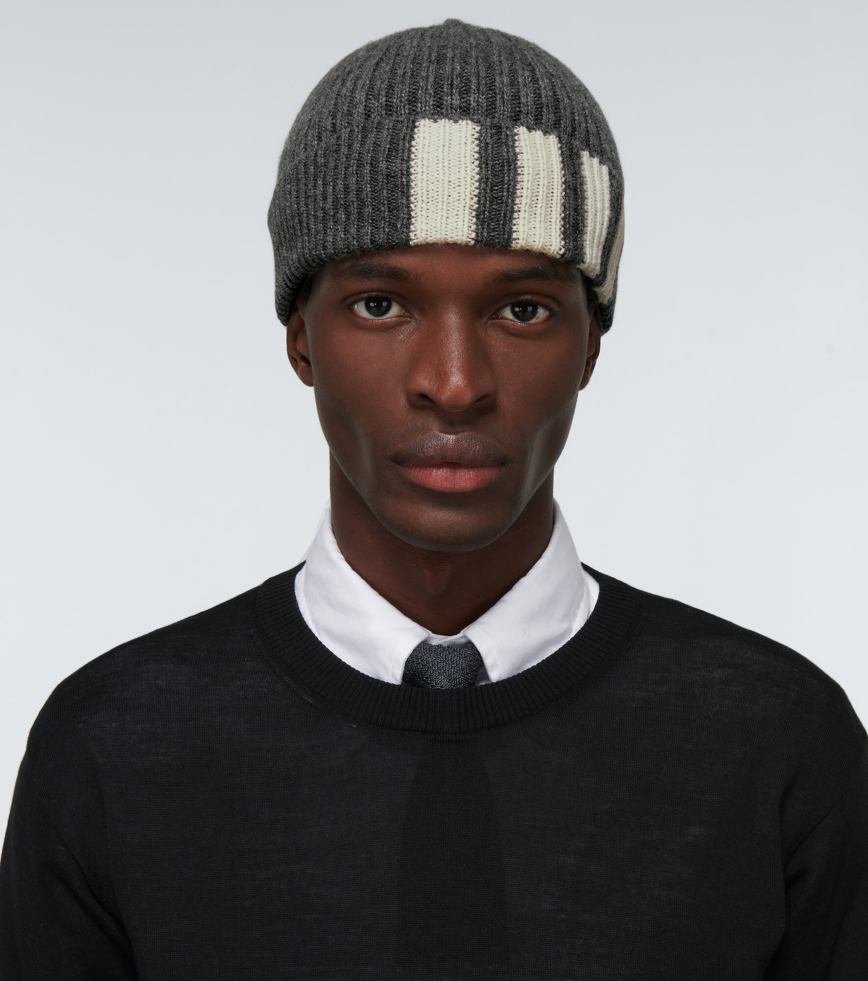 Thom Browne - Ribbed striped cashmere hat Thom Browne