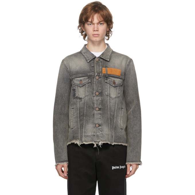 palm angels grey denim jacket