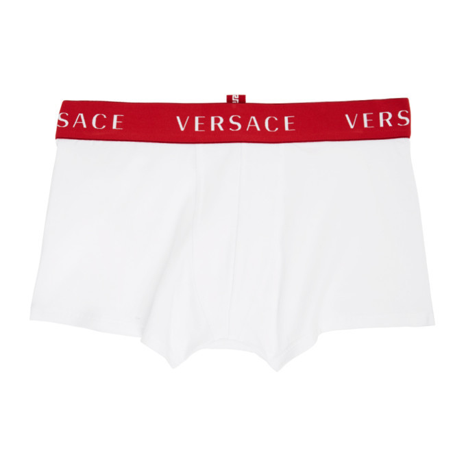 Versace Underwear White and Red Logo Boxer Briefs Versace Underwear