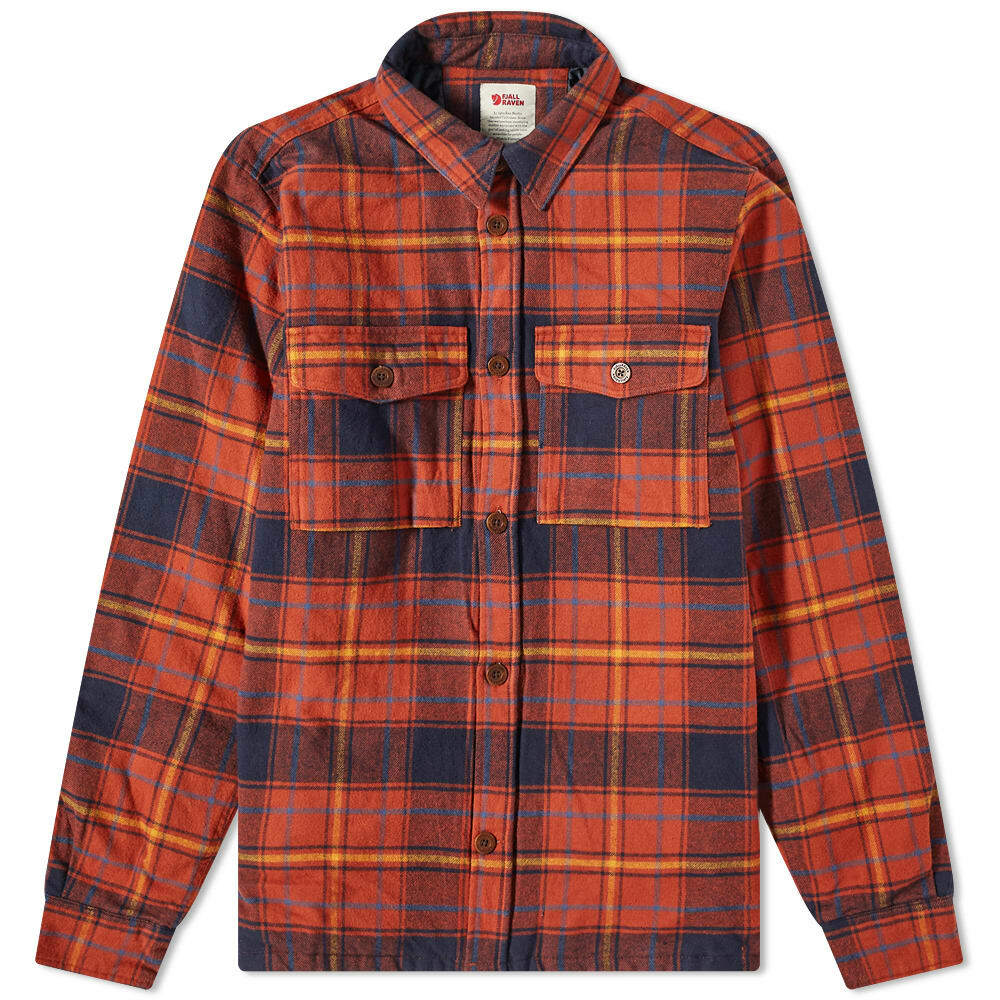 Fjällräven Men's Övik Lite Padded Shirt Jacket in Autumn Leaf/Dark Navy