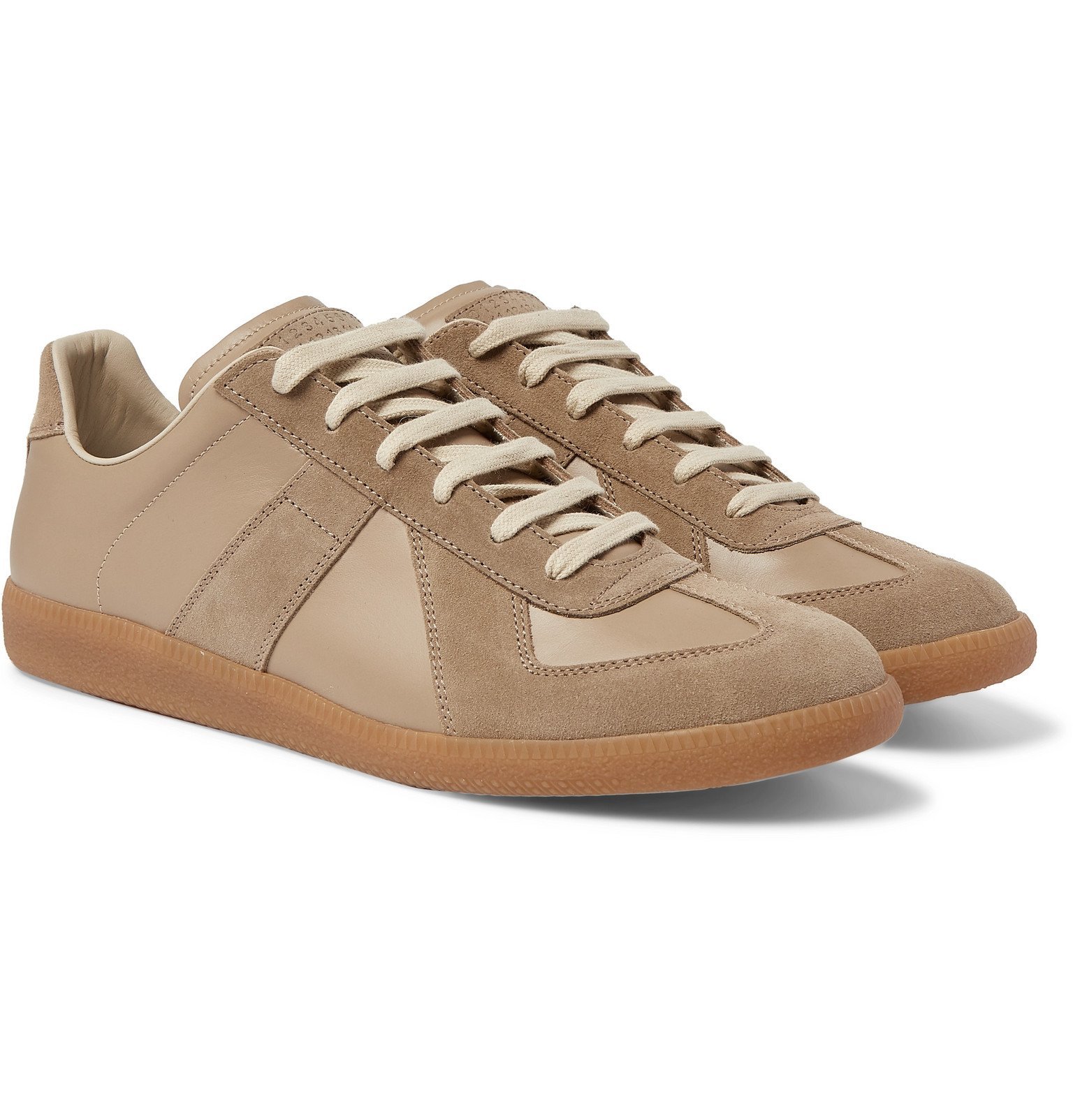 Maison Margiela - Replica Leather and Suede Sneakers - Brown Maison ...