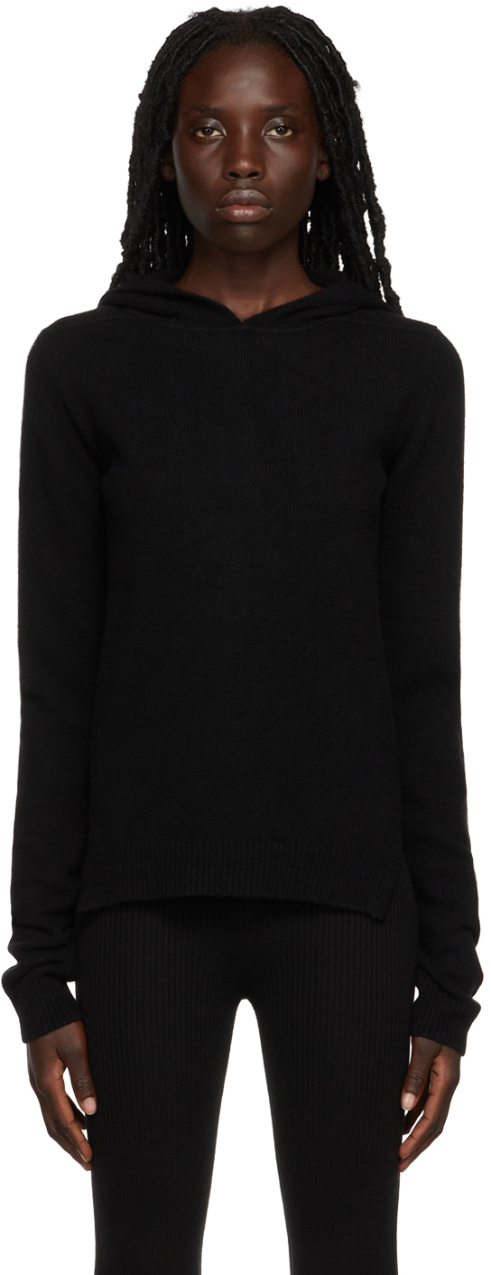 Rick Owens Black Recycled Cashmere Hoodie
