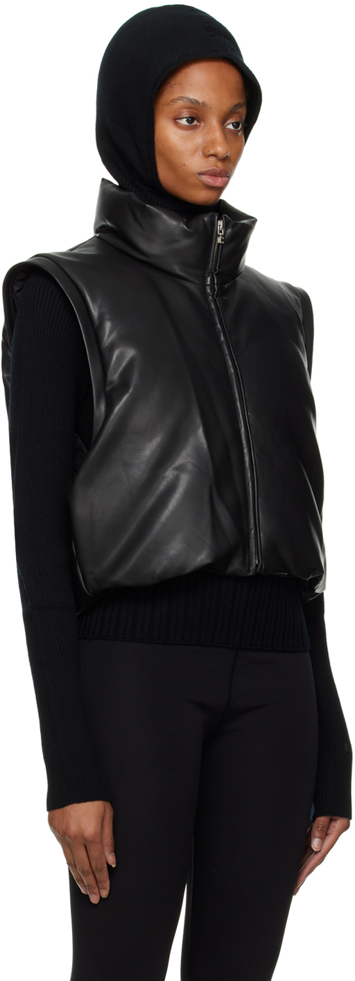 FAUX LEATHER MATTE DOWN JACKET / BLK