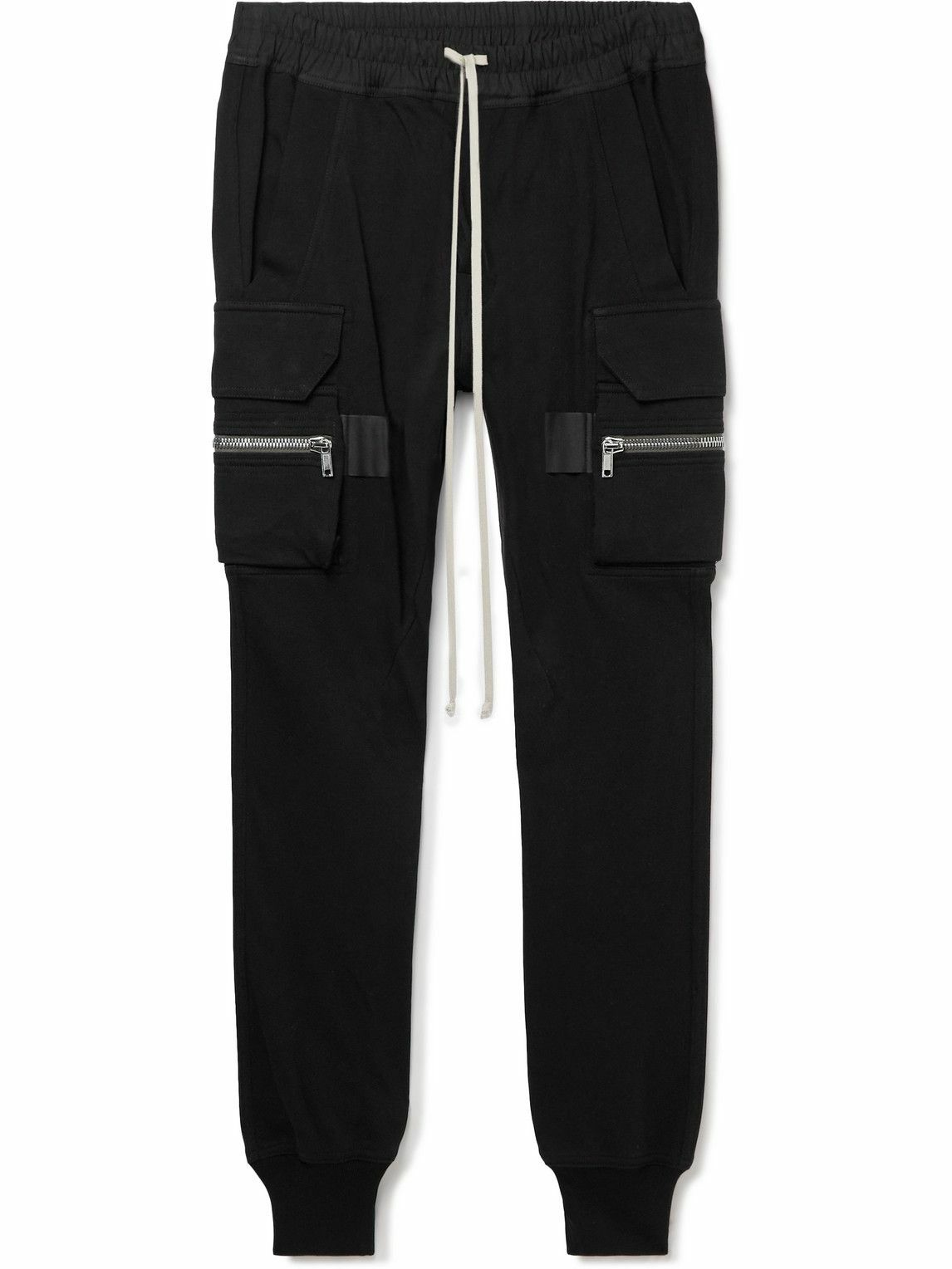 Photo: Rick Owens - Mastodon Slim-Fit Organic Cotton-Jersey Cargo Sweatpants - Black