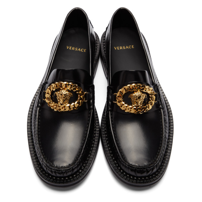 Versace Black Medusa Moccasin Loafers Versace