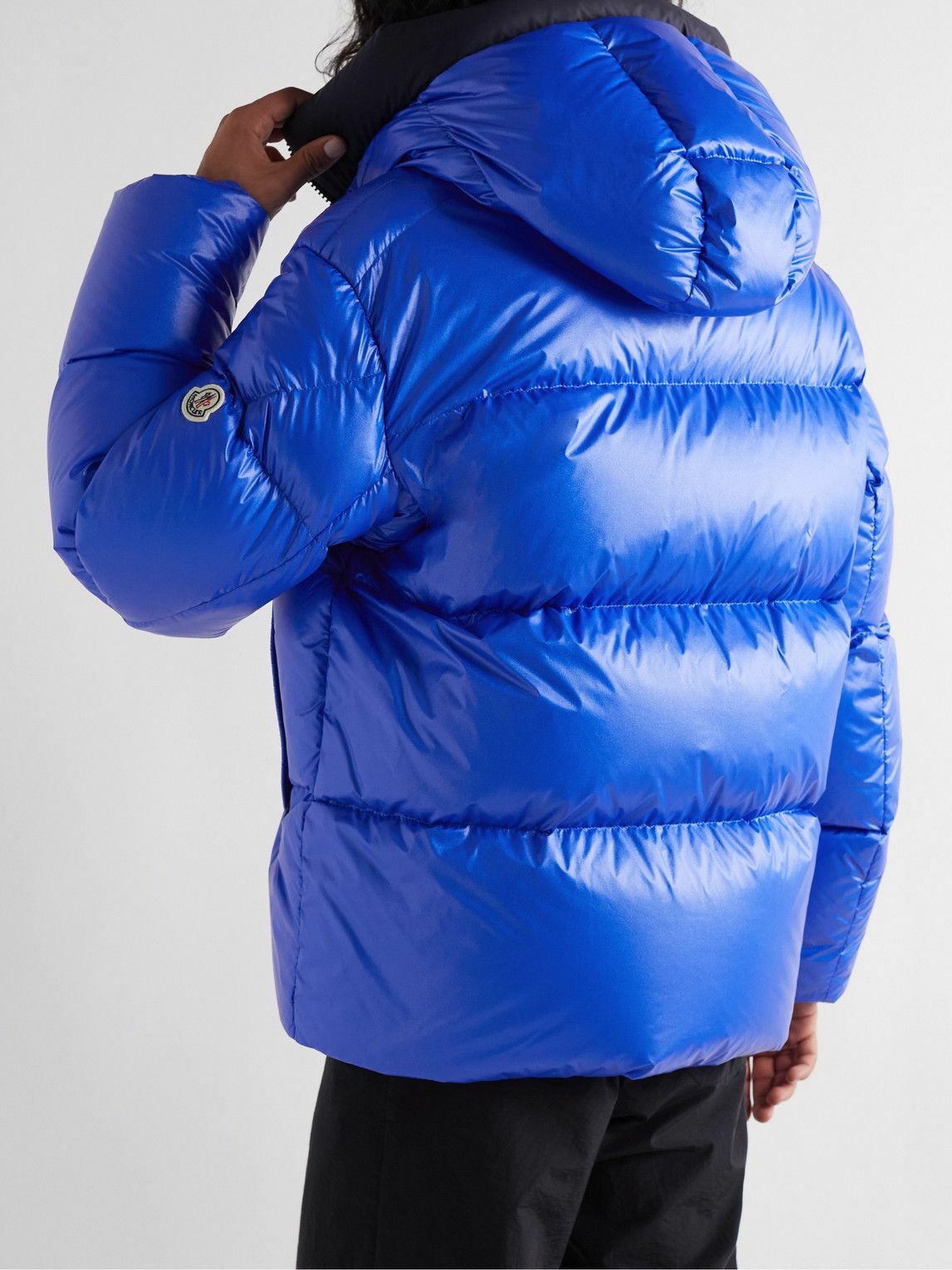 Moncler - Damavand Quilted Glossed-Shell Hooded Down Jacket - Blue Moncler