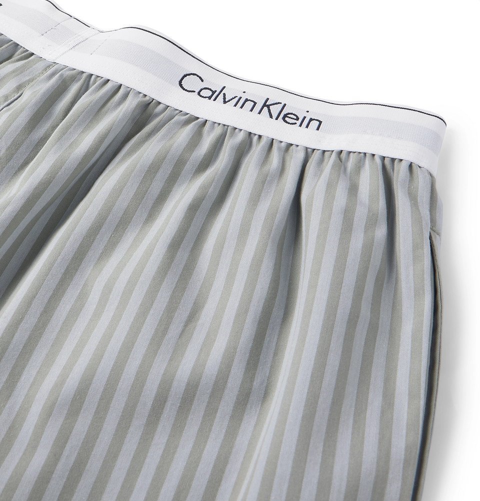 Calvin Klein Underwear - Striped Cotton-Poplin Pyjama Shorts - Gray Calvin  Klein Underwear