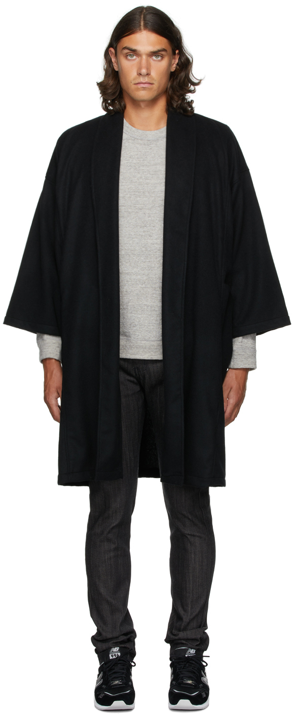 Naked & Famous Denim SSENSE Exclusive Black Wool Overcoat Naked and ...