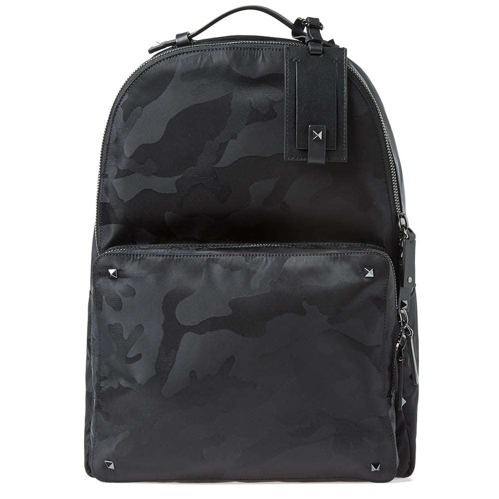 Valentino Nylon Jacquard Camo Backpack Black Valentino