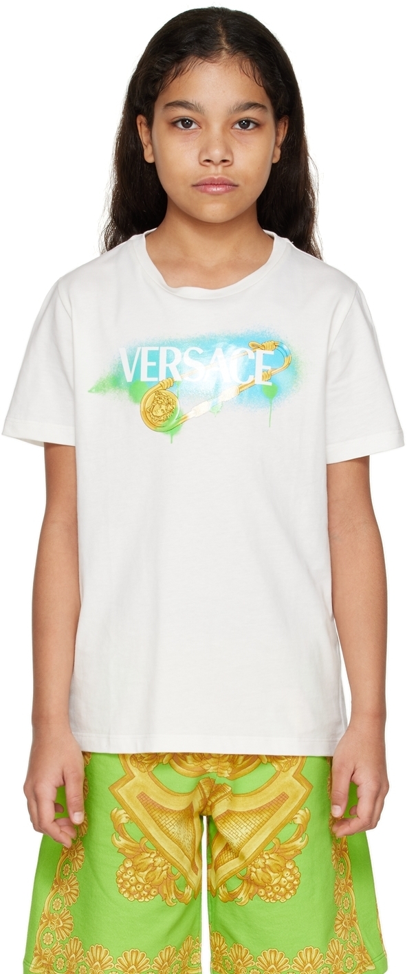Versace White & Gold Safety Pin T-Shirt Set