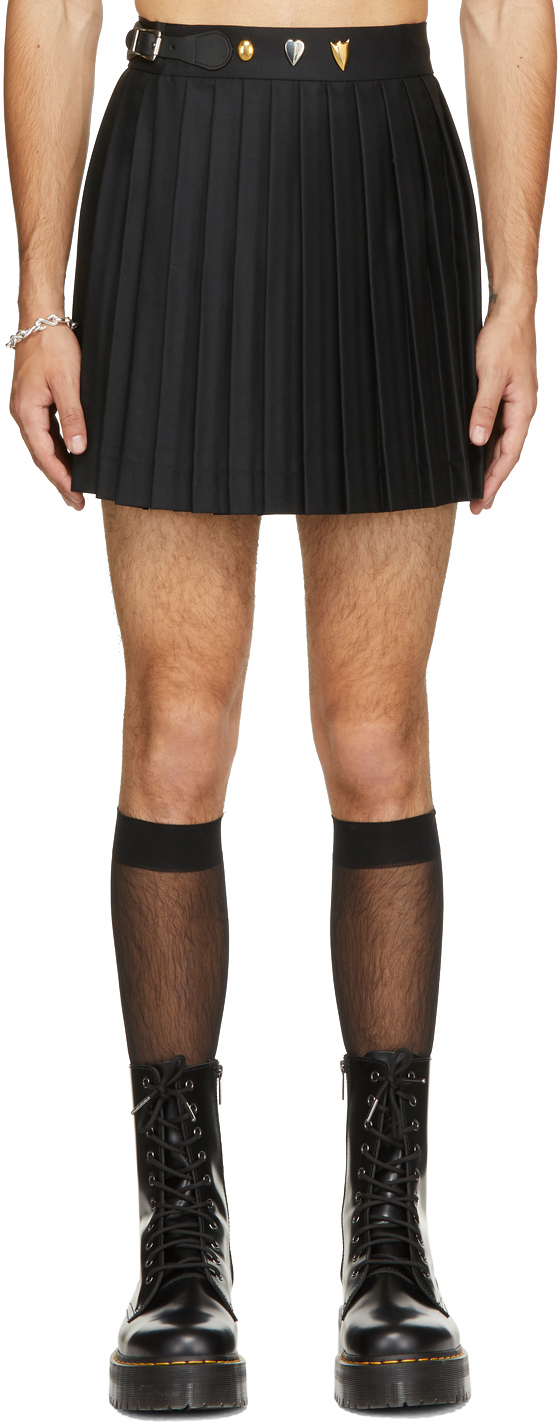 Photo: Charles Jeffrey Loverboy Black Studded Pleated Kilt Miniskirt