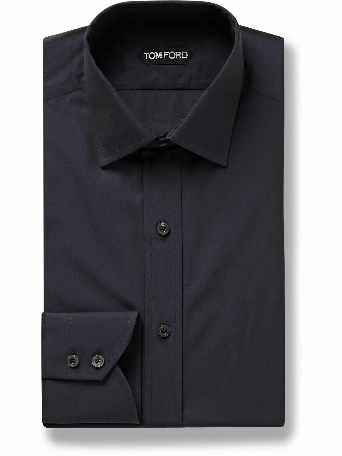 TOM FORD - Cutaway-Collar Cotton-Poplin Shirt - Blue TOM FORD