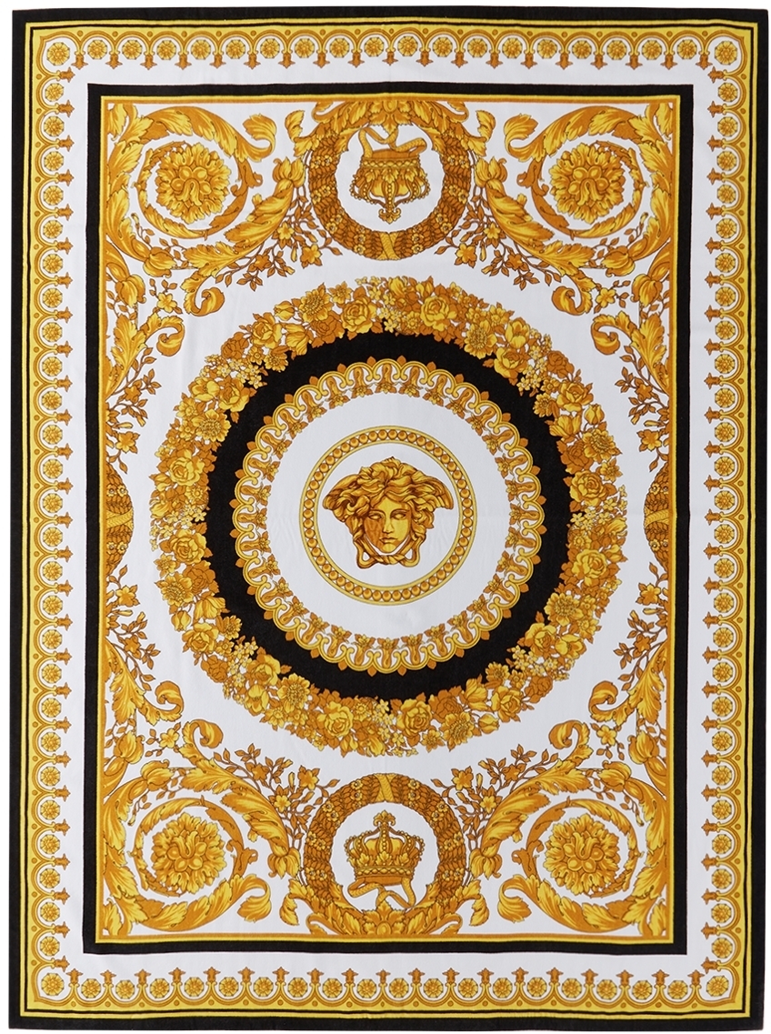 Versace Gold Crete De Fleur Print Towel Versace
