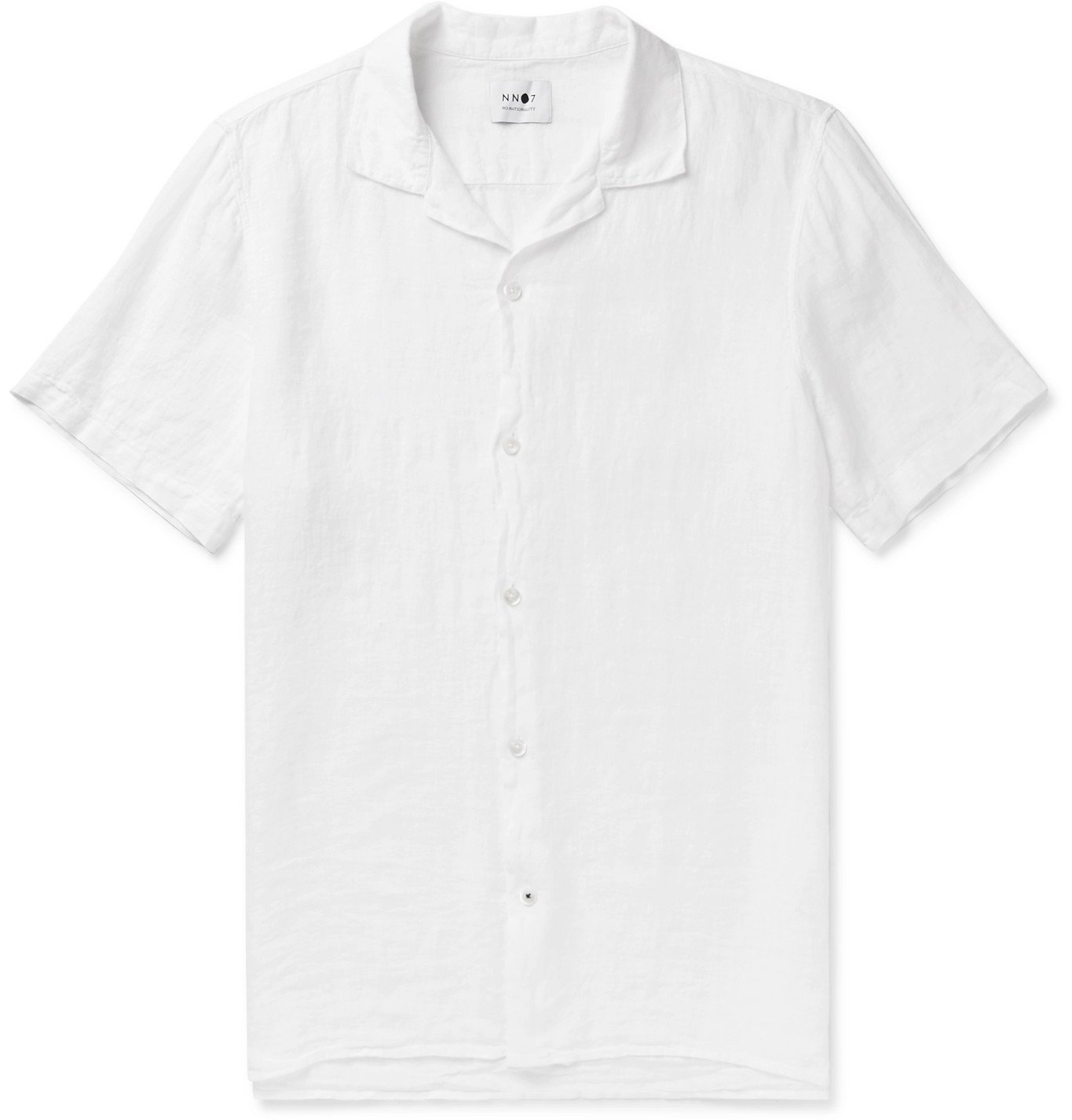 Nn07 Miyagi Camp Collar Linen Shirt White Nn07