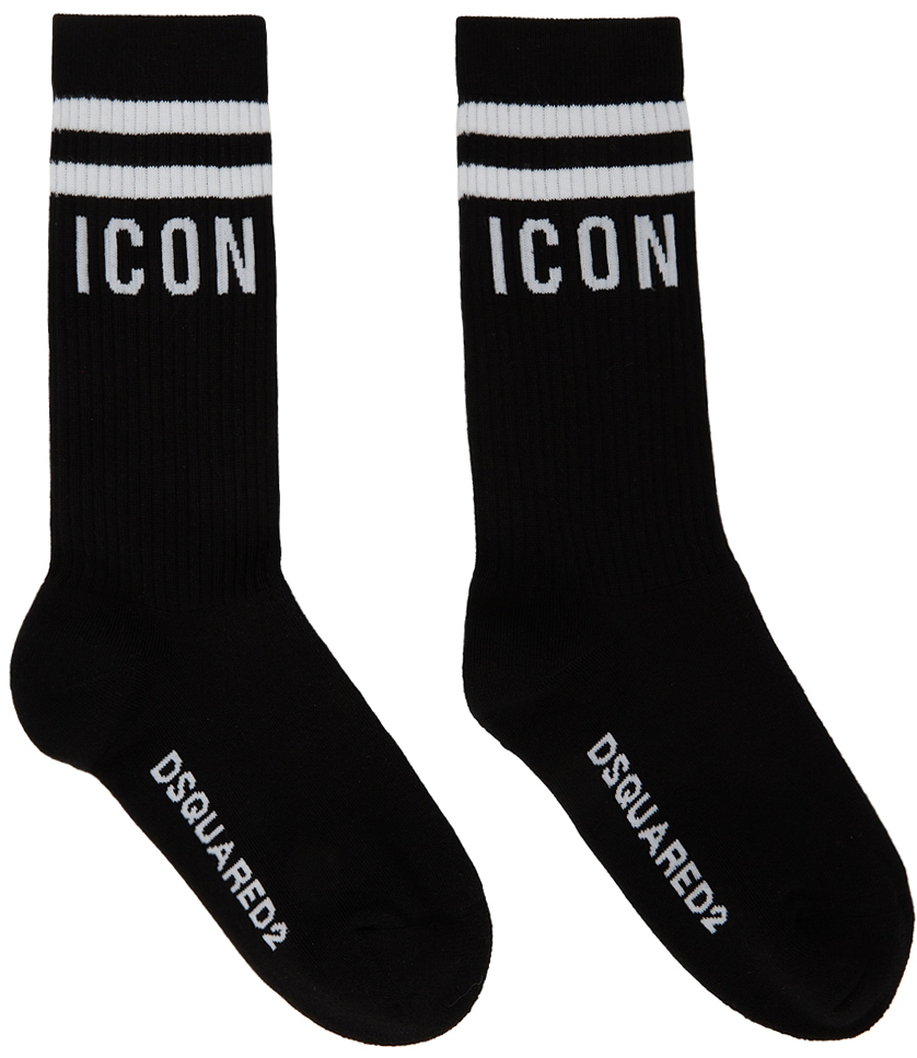 Dsquared2 Black & White Mid Crew Socks Dsquared2