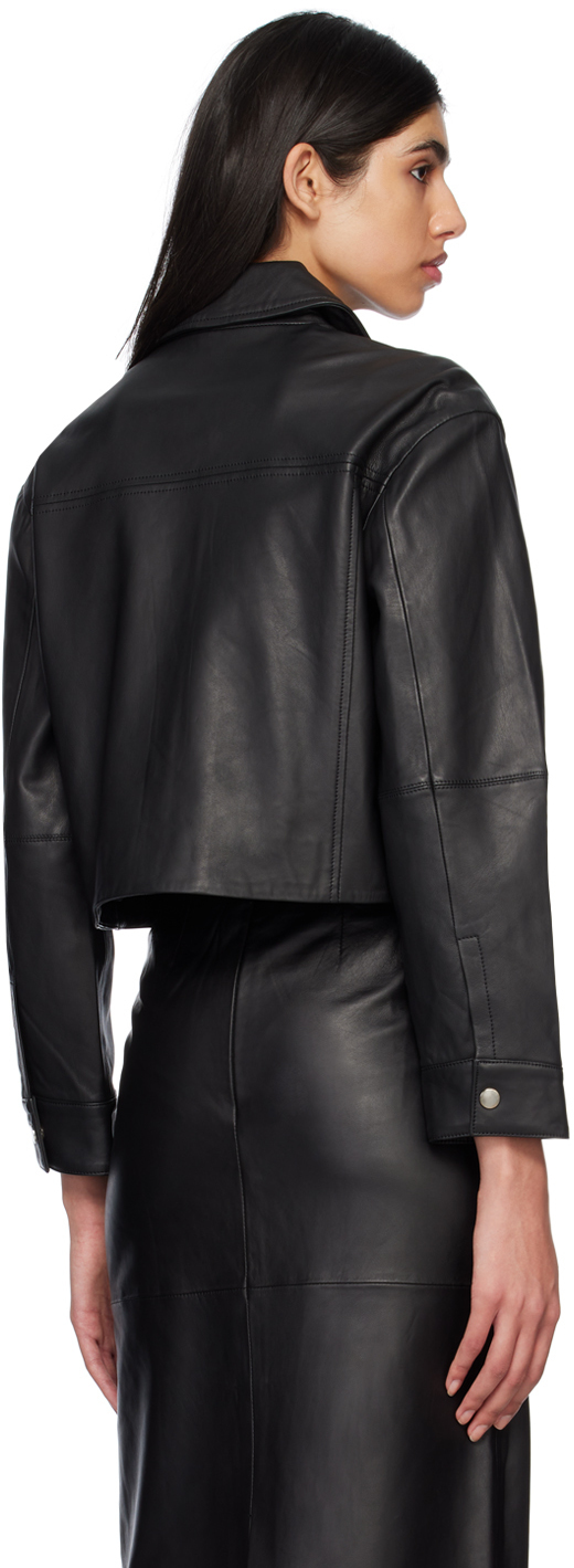 Reformation Black Veda Edition Clarke Leather Jacket