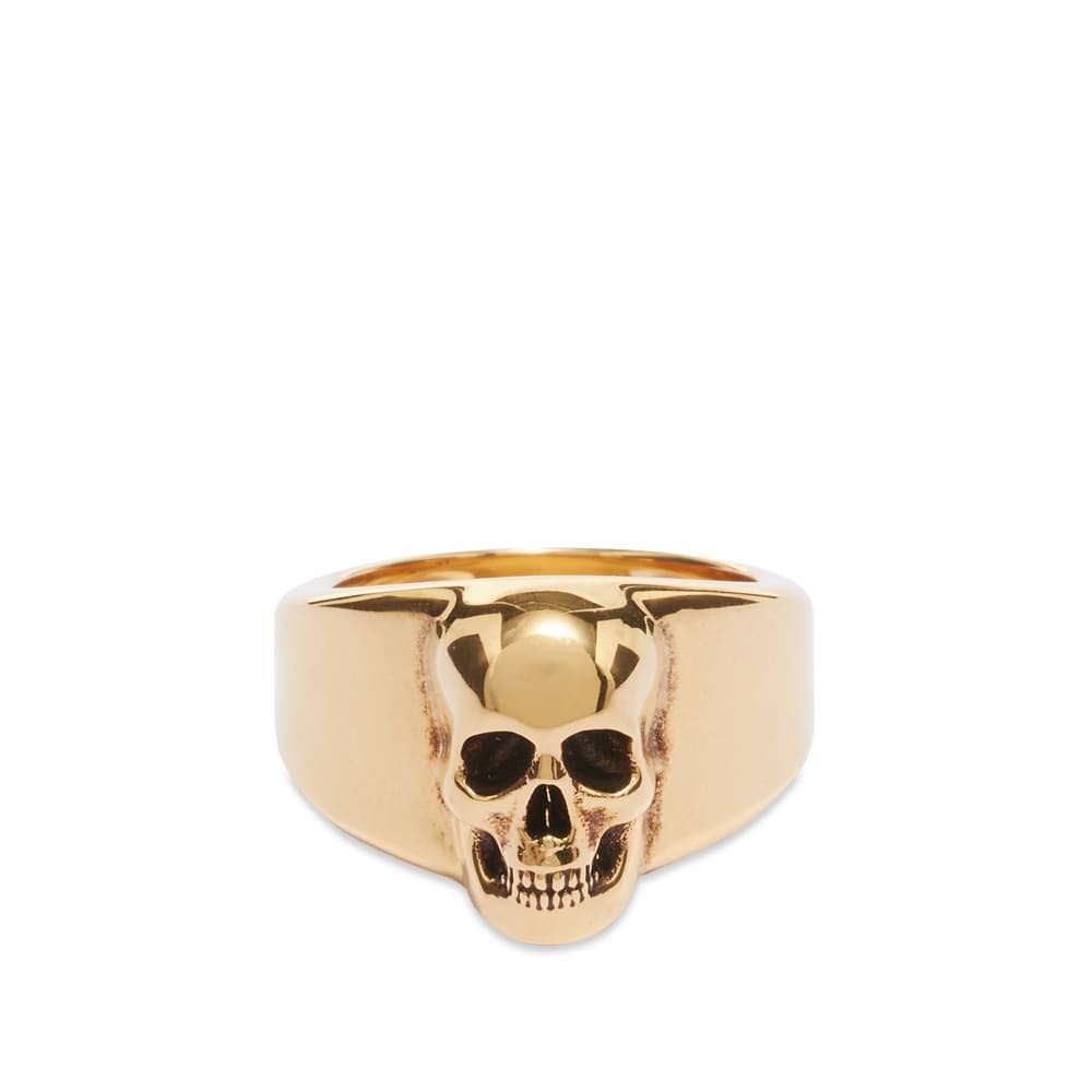 Alexander McQueen Men's Skull Signet Ring in Gold Alexander McQueen