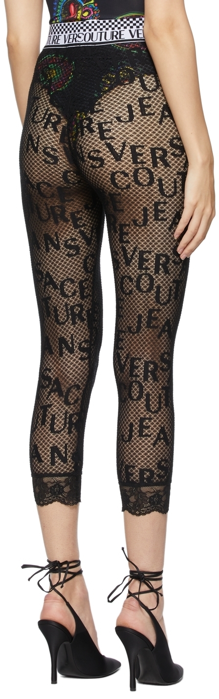 versace jeans couture black logo tights leggings