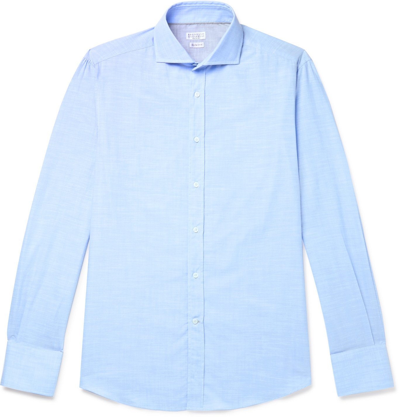 Brunello Cucinelli - Slim-Fit Cutaway-Collar Cotton Shirt - Blue ...