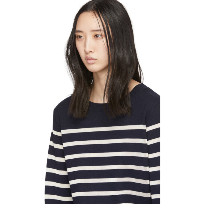 A.P.C. Navy Wool Striped Cordelia 