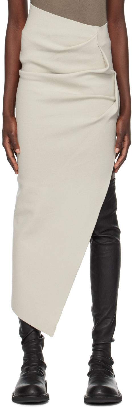 Rick Owens Gray Asymmetric Maxi Skirt