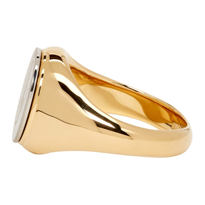 JW Anderson Gold Brushed Signet Ring JW Anderson