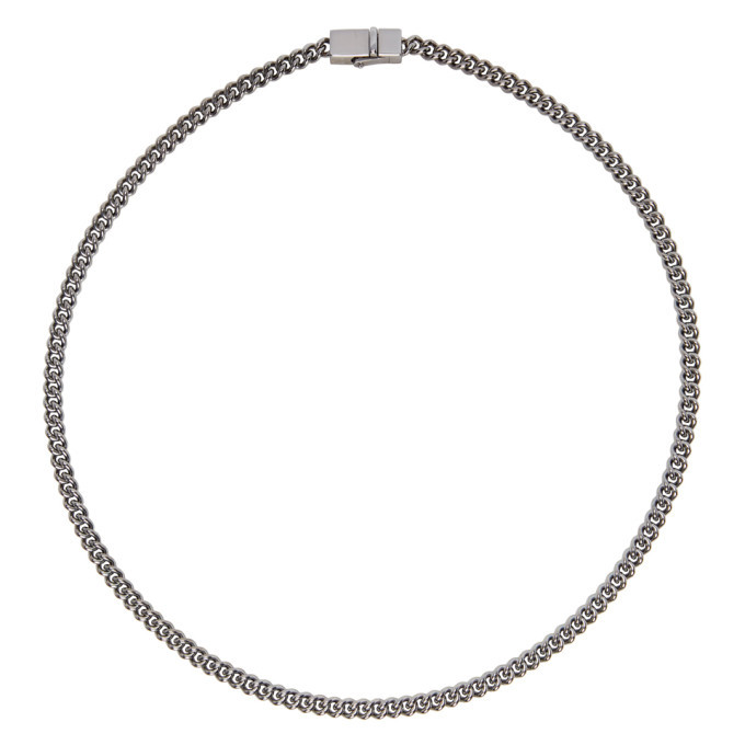 Tom Wood SSENSE Exclusive Gunmetal Thin Rounded Curb Chain