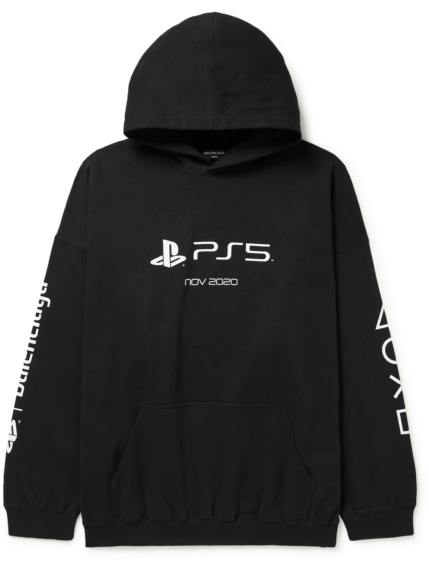 Balenciaga Playstation Printed Cotton Jersey Hoodie Black Balenciaga