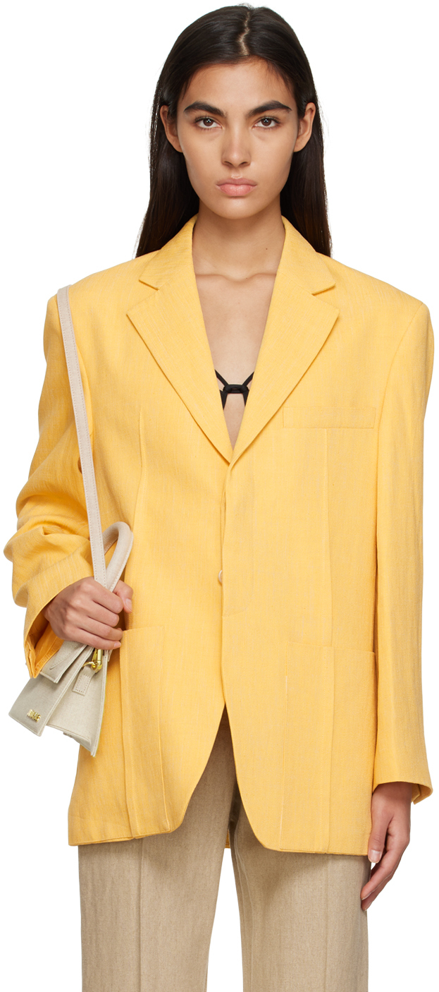 Jacquemus Yellow Le Raphia 'La Veste d'Homme' Blazer Jacquemus