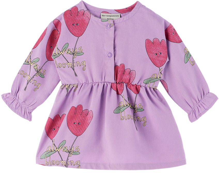 The Campamento Baby Purple Flowers Allover Dress