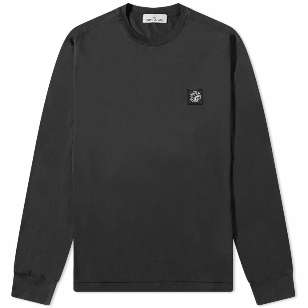 Stone Island Men's Long Sleeve Patch T-Shirt in Black Stone Island