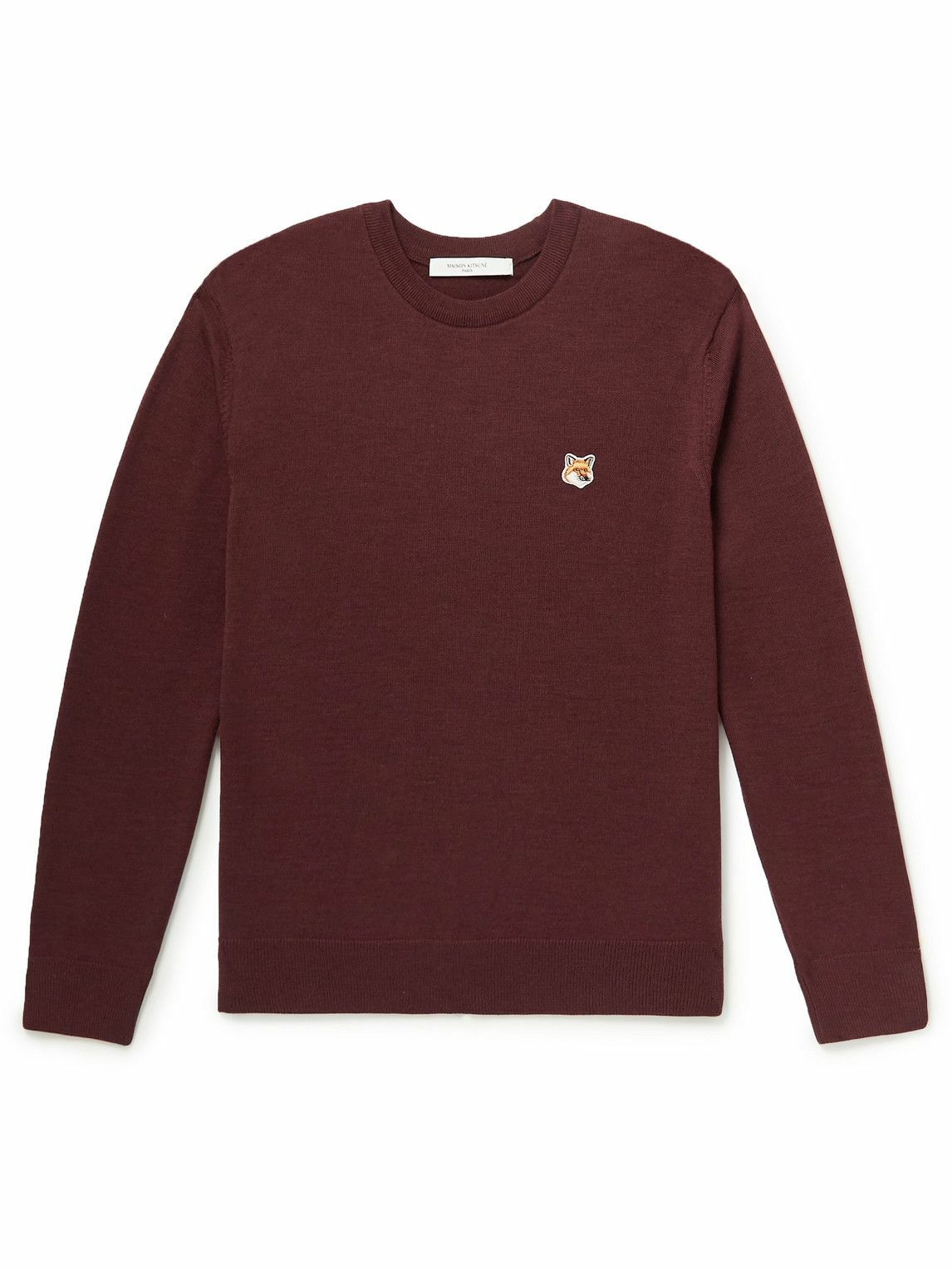 Maison Kitsuné - Logo-Appliquéd Wool Sweater - Burgundy Maison Kitsune