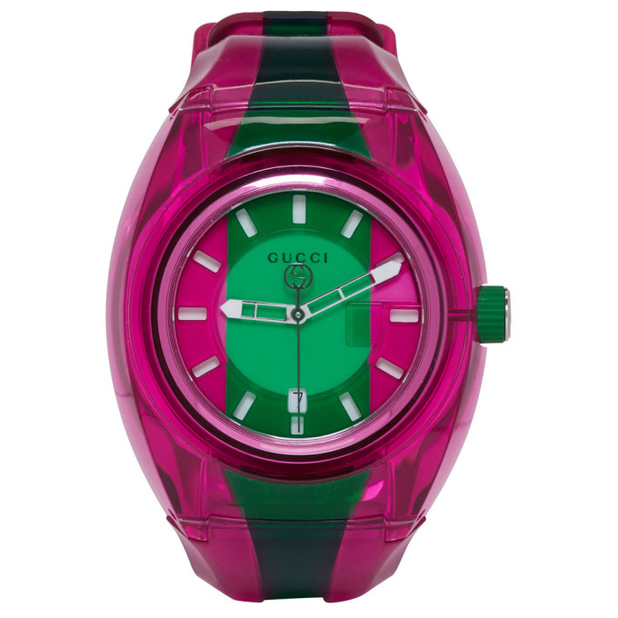 pink and green gucci watch