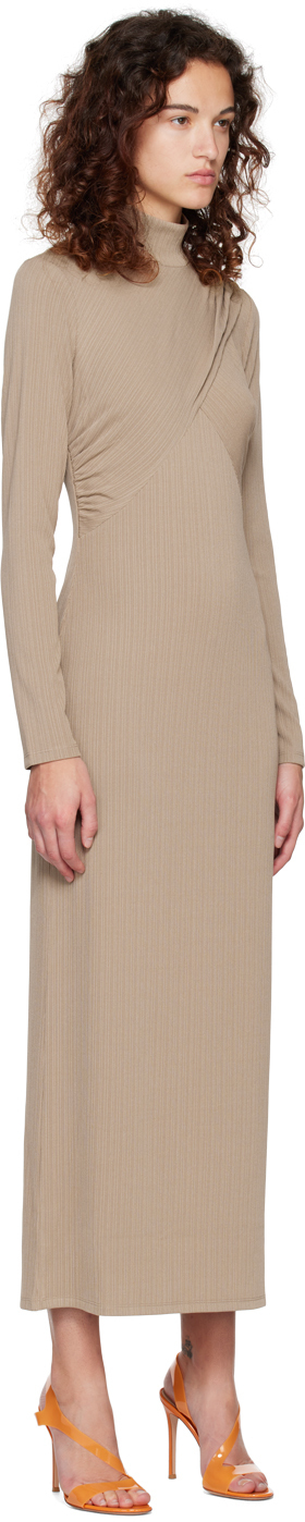 Reformation Taupe Mallorie Midi Dress