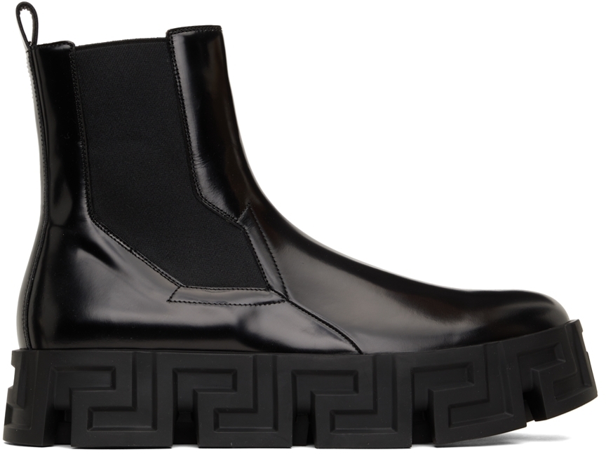 versace black greca labyrinth boots