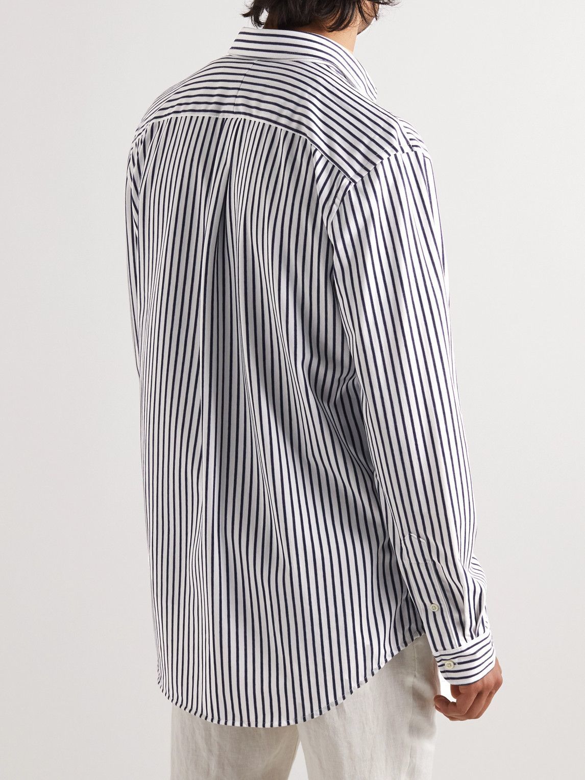 Polo Ralph Lauren - Logo-Embroidered Striped Cotton-Jersey Shirt - Blue