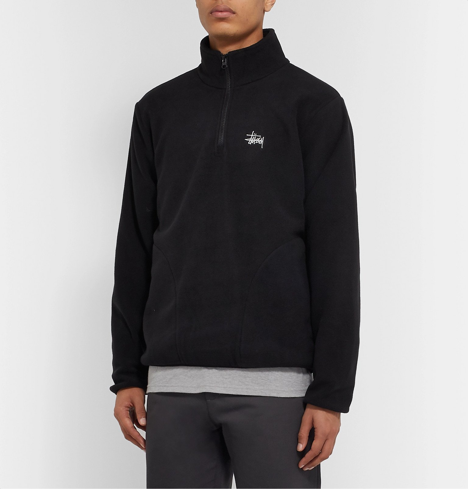embroidered fleece halfzip