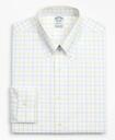 Brooks Brothers Men's Stretch Regent Regular-Fit Dress Shirt, Non-Iron Poplin Button-Down Collar Double-Grid Check | Yellow