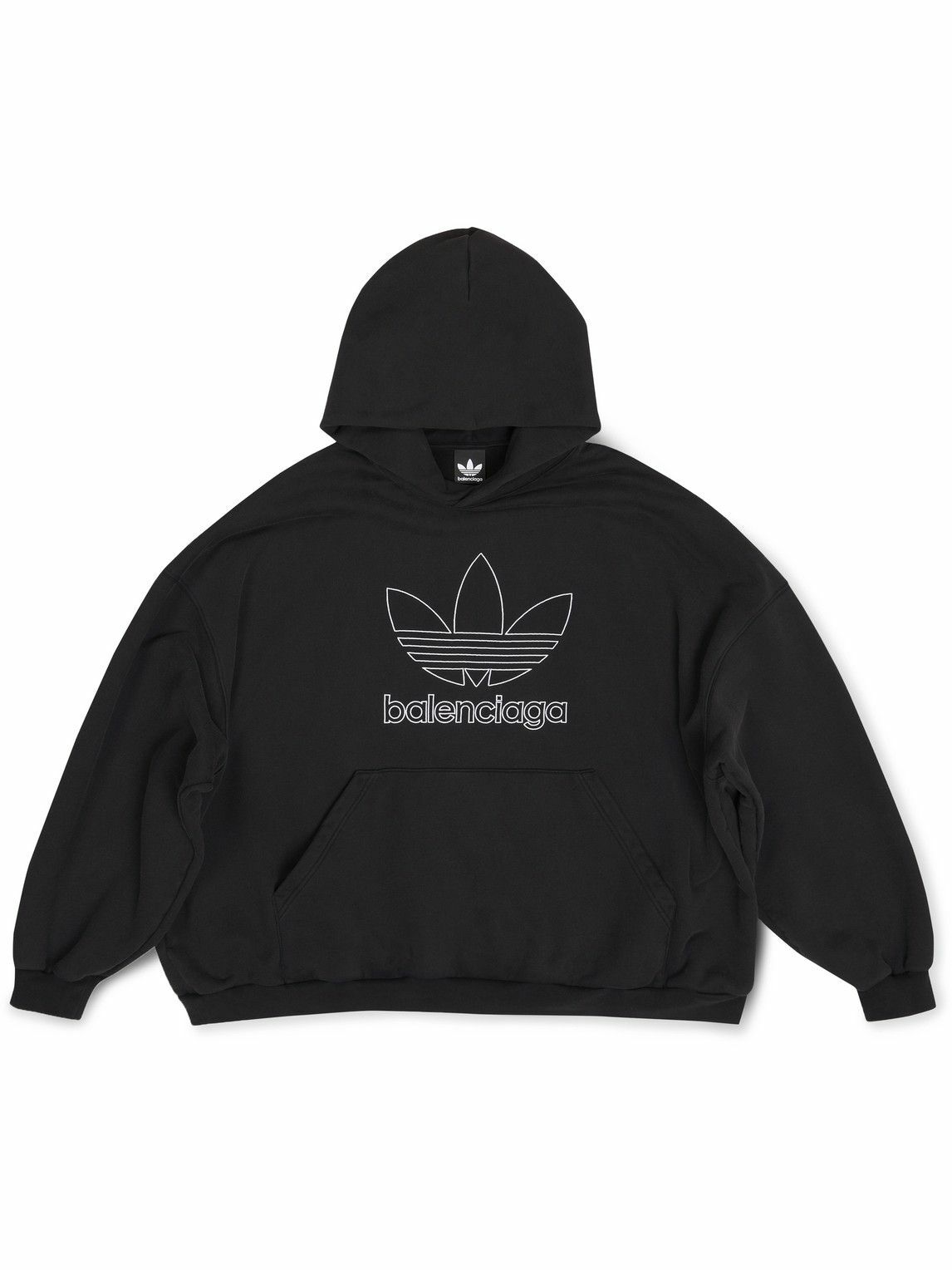 Balenciaga - adidas Oversized Logo-Print Cotton-Jersey Hoodie - Black ...