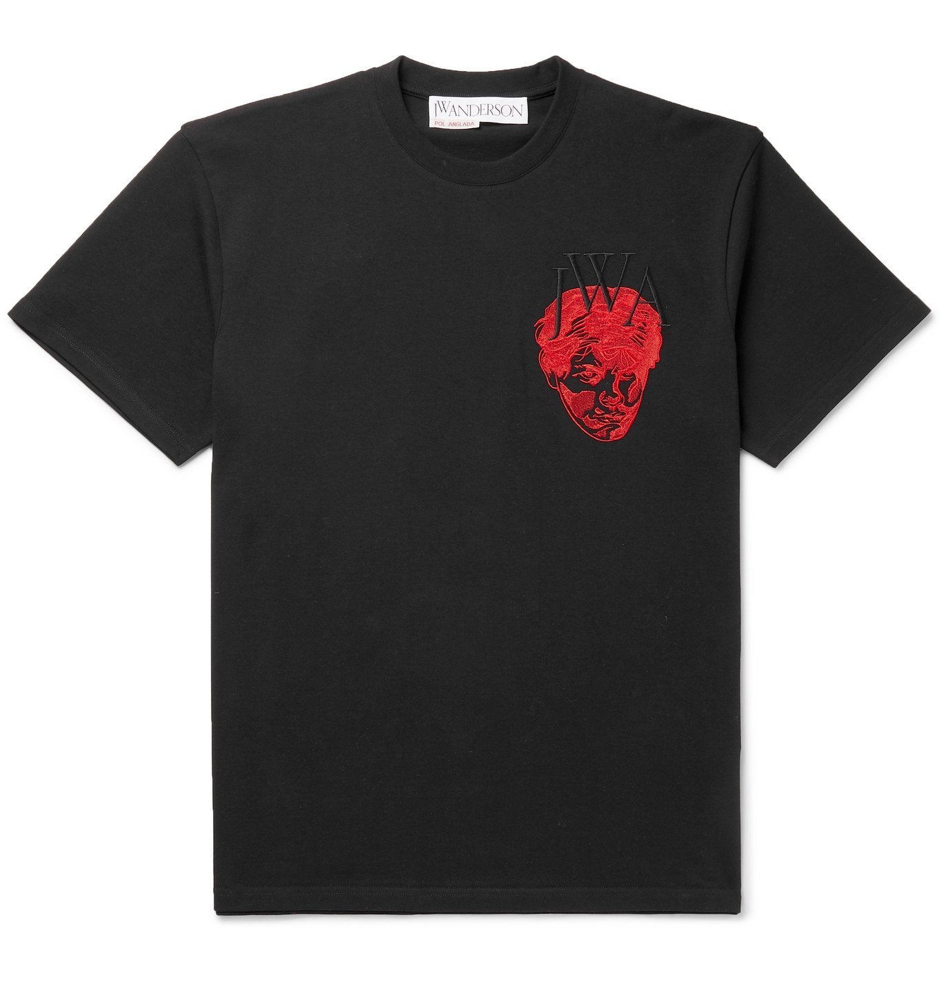 JW Anderson - Pol Anglada Embroidered Cotton-Jersey T-Shirt - Black JW ...