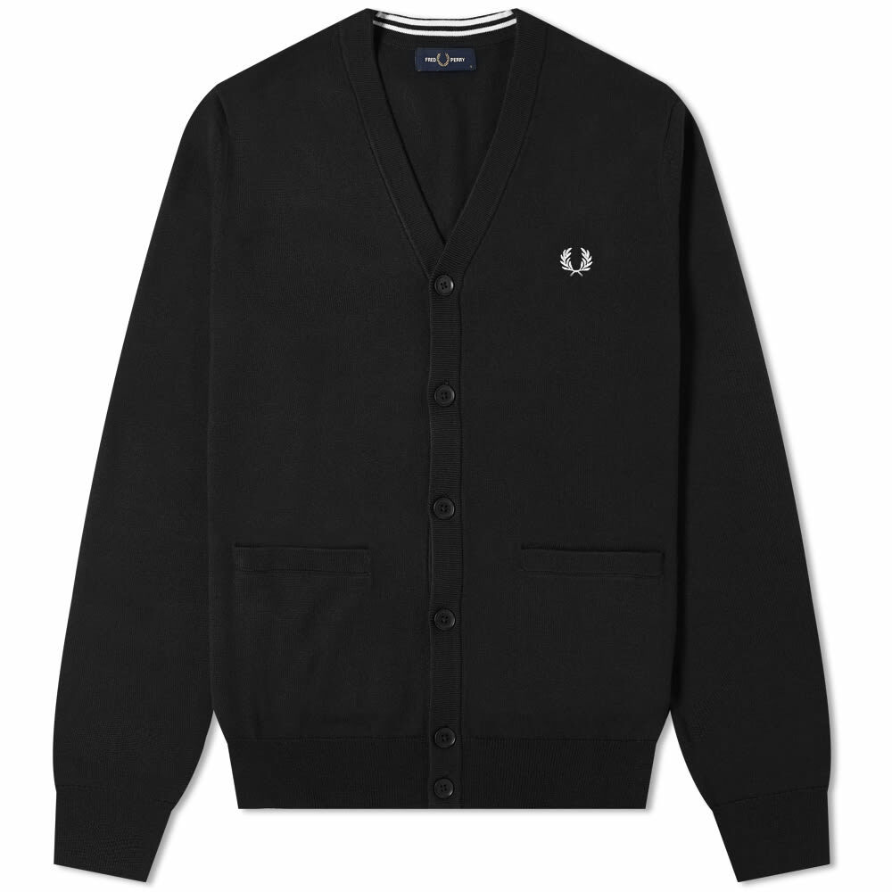 Fred Perry Authentic Men's Merino Cardigan in Black Fred Perry Authentic