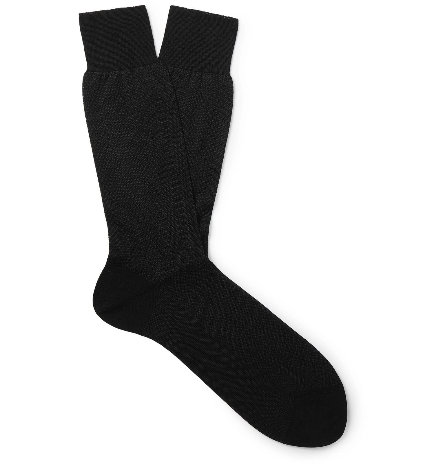TOM FORD - Herringbone Cotton Socks - Black TOM FORD
