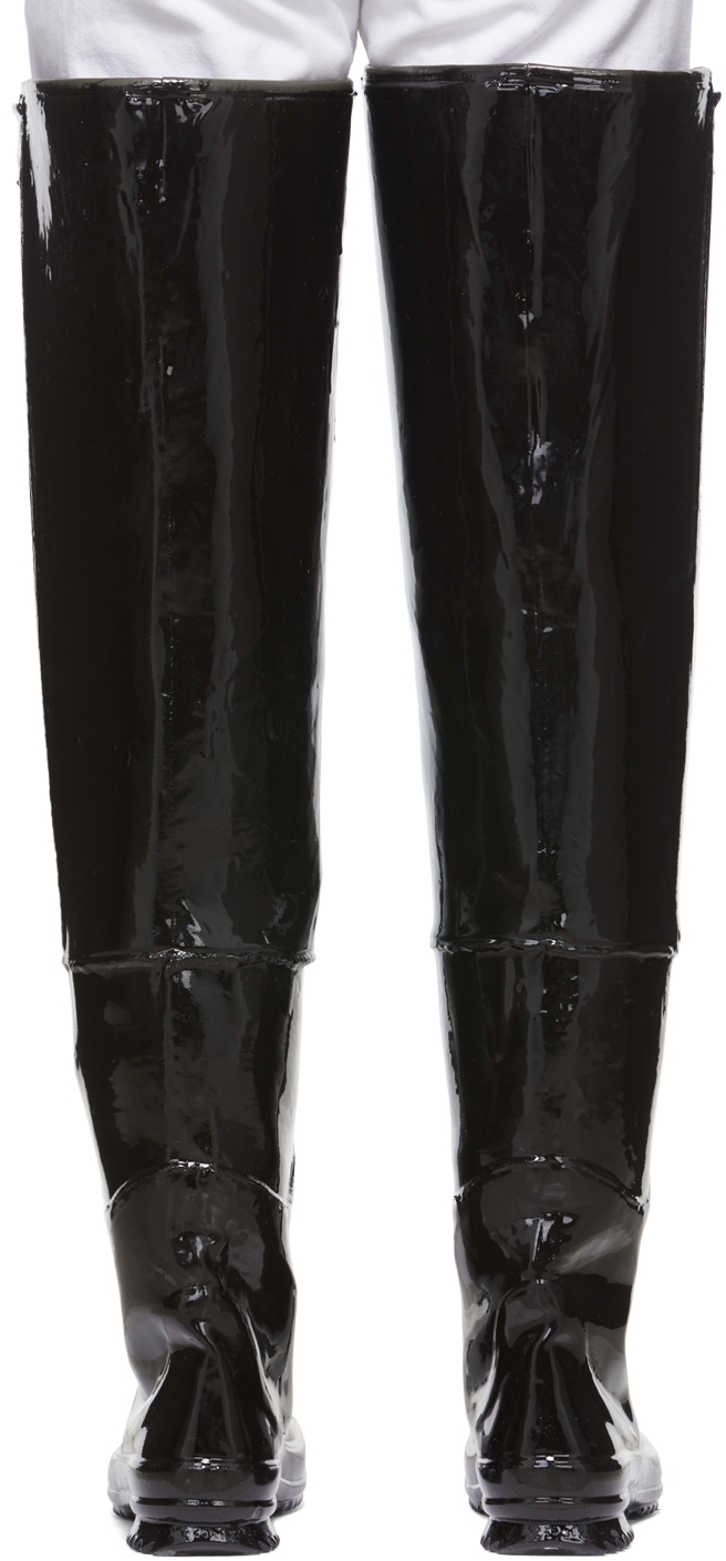 Maison Margiela Black Rubber Thigh-High Boots Maison Margiela